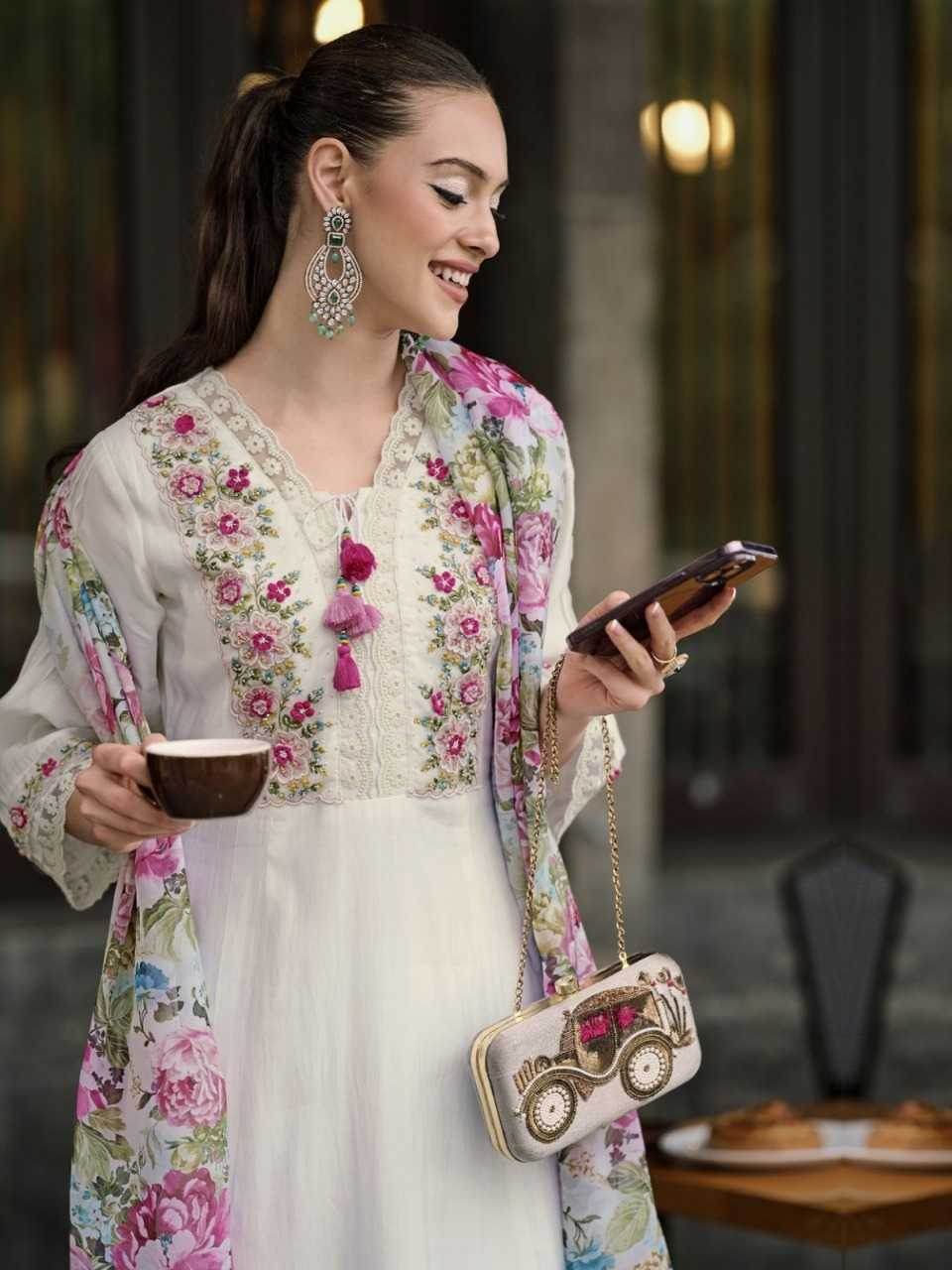 Chanderi Cotton Embroidered Kurti - MYLUXURY LANE ENTERPRISE
